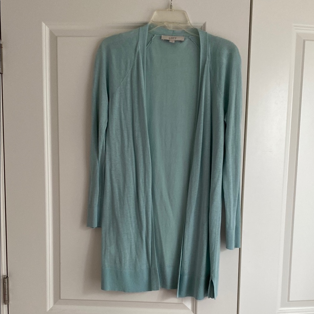 LOFT Light Blue Open Front Cardigan